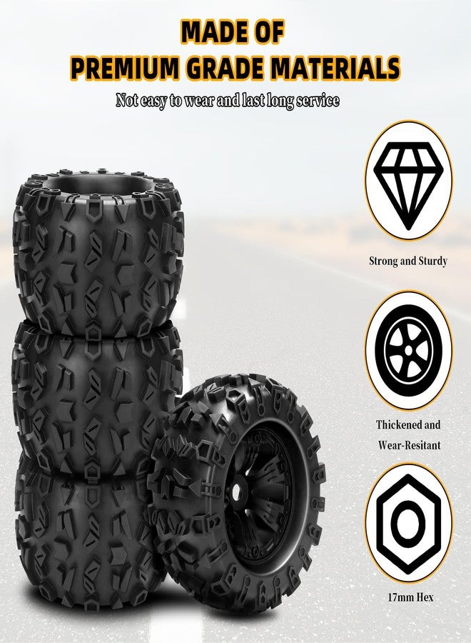 daitoku 1/8 RC Monster Truck Tires, daitoku 17mm Hex RC Wheels and Tires for Traxxas Maxx Tmaxx E-Revo Revo 3.3 Arrma Kraton Notorious 6s Redcat Kaiju Shredder JLB Cheetah Monster - Image 4